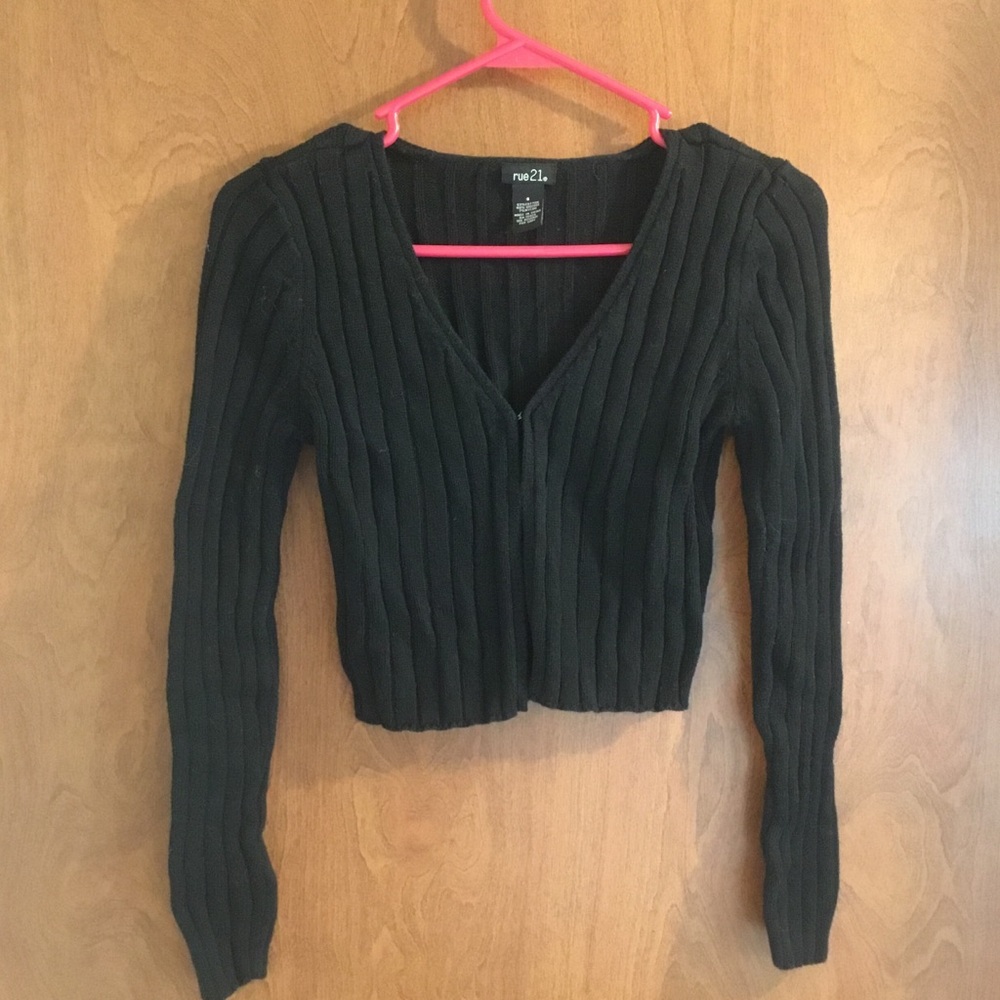 Rue21 Black Y2K Romantic Goth Knit Sweater Small Aesthetic Emo Grunge